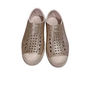 Native Jefferson Bling Kids Size C13 Gold Glitter Slip On Water Shoes EUC